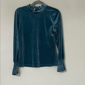 Molly Bracken Teal Velvet Long Sleeve Top